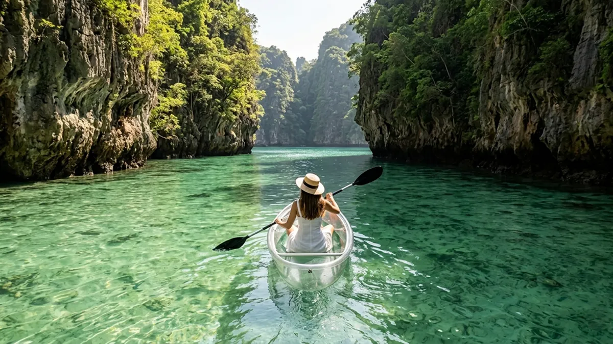 Breathtaking golden sunset cruise over pristine islands in the Andaman Sea