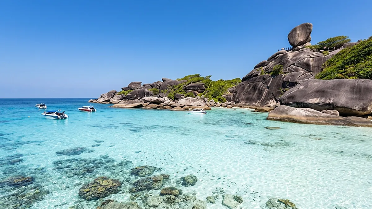 Similan Islands crystal clear water and iconic sailing boat rock with luxury tour