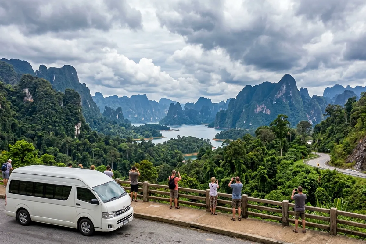 Khao Sok viewpoint on Highway 401 stop during private transfer