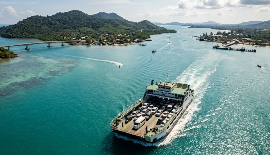 Toyota Commuter van on car ferry from Koh Lanta to Phuket mainland