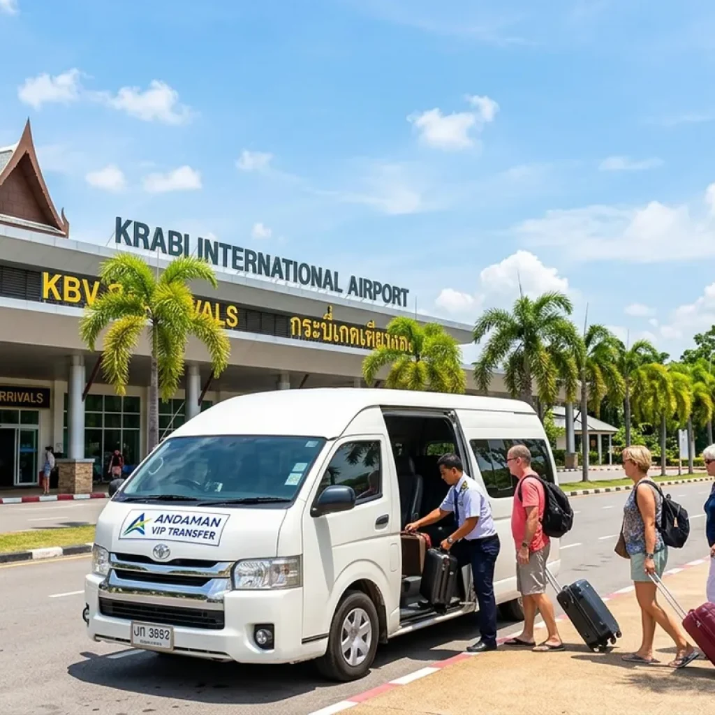 Toyota Commuter van waiting at Krabi Airport KBV arrivals for Phuket transfer