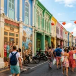 Old Phuket Town street art and Sino-Portuguese buildings on Thalang Road