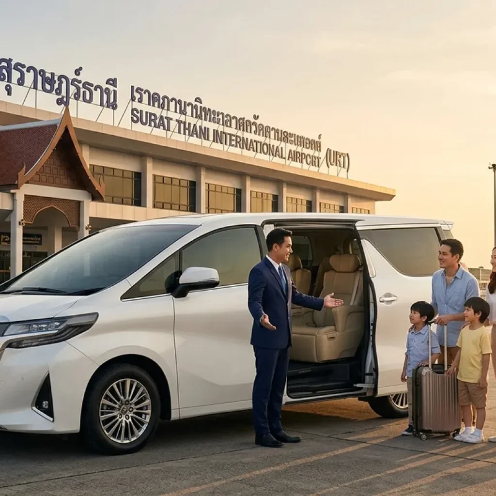 VIP Toyota Alphard arrival at Surat Thani Airport URT terminal for private transfer