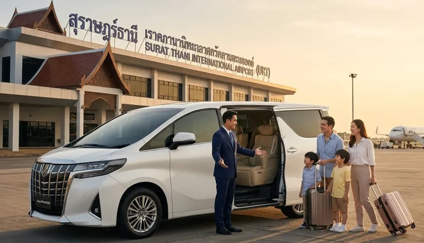 VIP Toyota Alphard arrival at Surat Thani Airport URT terminal for private transfer