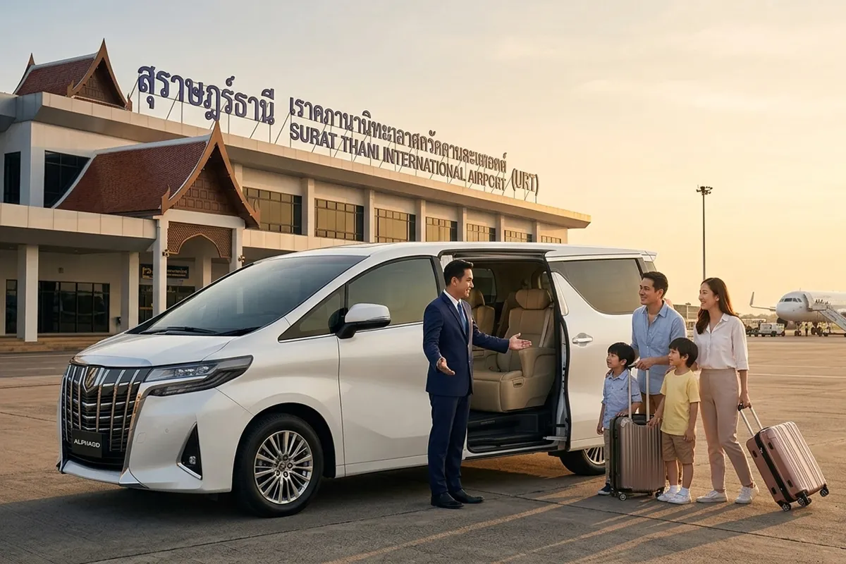VIP Toyota Alphard arrival at Surat Thani Airport URT terminal for private transfer